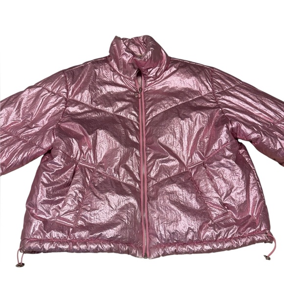 Judith March Pink Metallic Puffer Jacket Size Medium - Picture 4 of 10